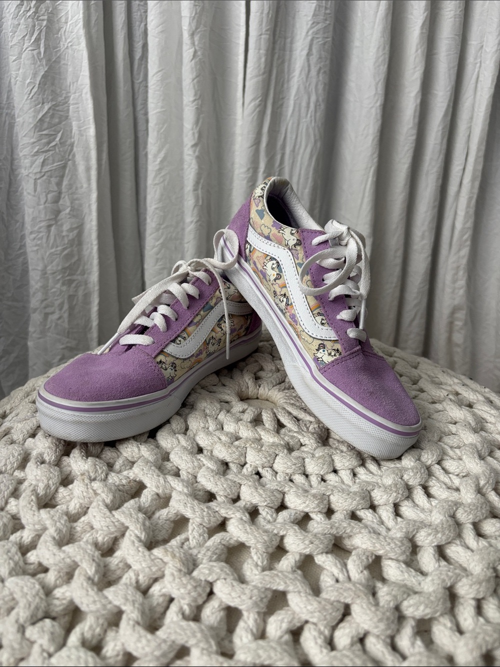 Vans Kids Lavender Suede Low-Top Sneakers with Unicorns